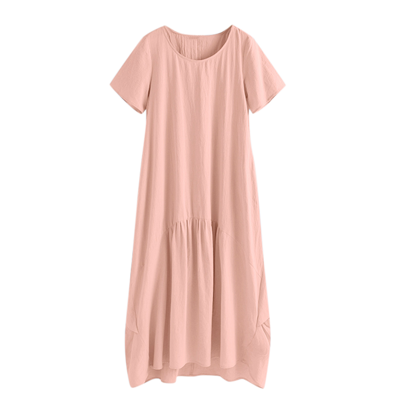 thumbnail image 5 of Vestido largo de manga larga y cuello redondo para mujer - Color liso, corte holgado para el día a día o fiestas, vestido versátil para todas las estaciones, 5 of 5